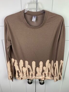 Te Verde MEDIUM Brown Tie Dye Long Sleeve Crewneck Hippie Boho